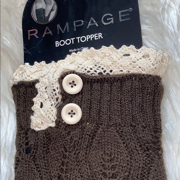 Women’s Dark Brown & Cream Lace Boot Topper Socks - Picture 2 of 2